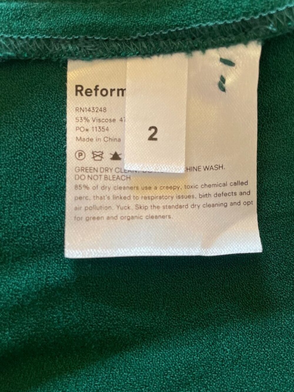 Reformation 'Gavin' Midi Dress / Emerald / Sz 2 - Picture 13 of 16